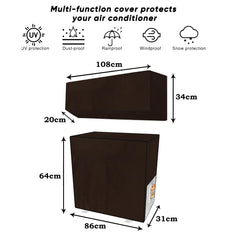 Heart Home Split AC Cover | PVC Plain AC Cover | Outdoor Condenser AC Cover | AC Cover for Indoor & Outdoor | AC Cover for Dust Protection | 1.5 Ton Ac Cover | Brown