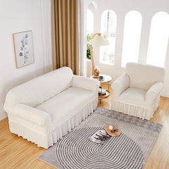 Kuber Industries Pack of 2 Sofa Cover | Two-Seater Sofa Cover | Sofa Chair Cover | Couch Cover for Hall | Universal Sofa Slipcover | Elastic Spandex Sofa Cover for Living Room | TSSC001 | White