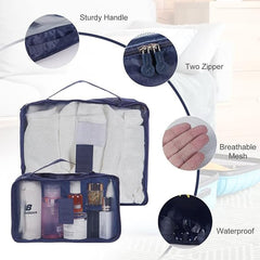 Kuber Industries Pack of 6 Travel Luggage Bag | Toiletry Bag for Jewellery-Watches-Bracelets | Multi-Purpose Storage Bag with Handle | Travel Utility Storage Pouches | LYN16-NVY | Navy Blue