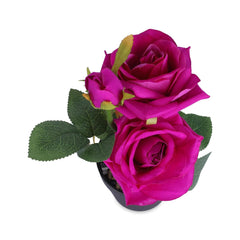 Kuber Industries Artificial Plants for Home Décor|Natural Looking Indoor Fake Plants with Pot|Artificial Flowers for Decoration-Pack of 4 (Pink)
