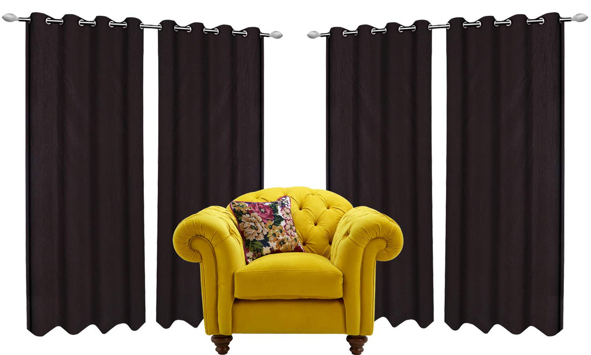 Kuber Industries 6 Pieces Polyester Eyelet Door Curtain 7 Feet (Brown)-Ctktc14341