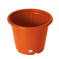 Heart Home Plastic Planters|Gamla|Flower Pots for Garden Nursery Home Décor,8"x6",Pack of 10 (Orange)
