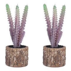 Kuber Industries Artificial Plants for Home Décor|Natural Looking Indoor Fake Plants with Pot|Artificial Flowers for Decoration-Pack of 2 (Lavender)