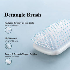 Homestic Hair Brush | Flexible Bristles Brush | Hair Brush with Paddle | Straightens & Detangles Hair Brush | Suitable For All Hair Types | Hair Brush Styling Hair | Set of 2 | Beige & Blue