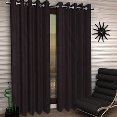 Kuber Industries 6 Pieces Polyester Eyelet Door Curtain 7 Feet (Brown)-Ctktc14341