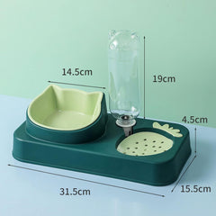 Kuber Industries Animal Feeding Plastic 2 in 1 Pet Bowls | Cat & Dog Bowl | Small/Medium Size Pet Feeding Bowl | Non-Toxic & 100% Safe for Pets (Pack of 2) | Green