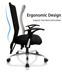 Kuber Industries Ergonomic Revolving Office Chairs for Work From Home | Comes with Manual Height Adjustable & Armrest Support | Comfy Study Chair for Students with Wheels | Black