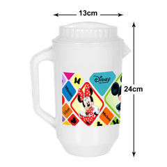 Heart Home Mickey Minnie Print Unbreakable Plastic Water Jug with Lid for Home, Kitchen, Office 2 Liter Pack of 3 (White)