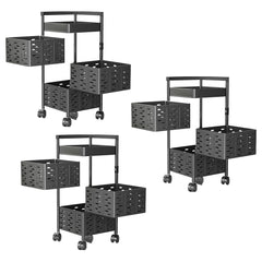 Kuber Industries 4-Layer Kitchen Trolley | 360? Rotating Storage Rack | Square Storage Rack with Wheels | Fruit and Vegetable Storage for Kitchen | Pack of 3 | (Black)