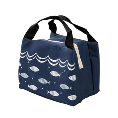 Kuber Industries Pack of 6 Lunch Bag | Lunch Bag for Office | Lunch Bag for College | Reusable Lunch Bag | Lunch Bag for Adults | Tiffin Lunch Bag with Handle | Printed | LYN06-NVY | Navy Blue