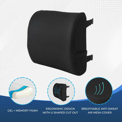 Kuber Industries Memory Foam Lumbar Support Pillow for Back Pain Relief | Back Support Pillow for Office Chair & Car Seat | Back Rest Lumber Cushion for Long Sitting | MD-GBC2-Black