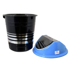 Heart Home Plastic Dustbin/Wastebin With Swing Lid, 10 Liter- Pack of 2 (Black)-47HH0871