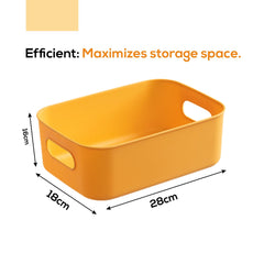 Kuber Industries (Set of 18) Plastic Baskets For Organizing (Small) Storage Basket With Handle - For Makeup Items, Toys, Socks - Green, Yellow & Orange