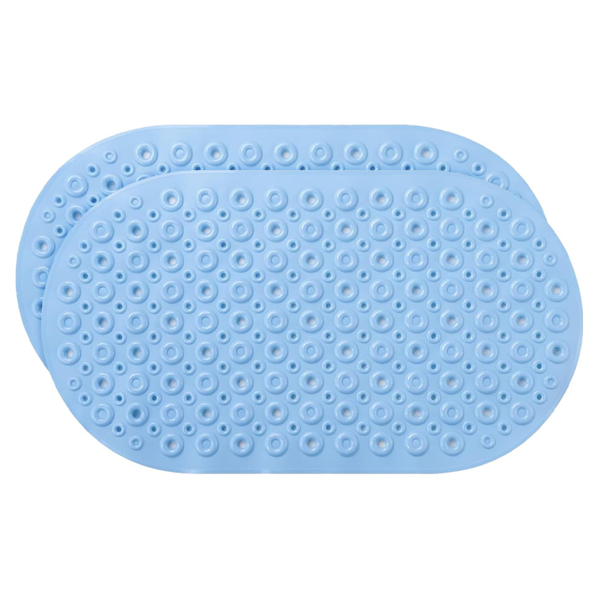 Kuber Industries Bath Mat | PVC Bathroom Mat | Shower Bath Mat | Floor Tub Mat | Bathroom Oval Mud Mat | Anti-Skid Shower Bathroom Mat | Q-02B |Pack of 2| Light Blue