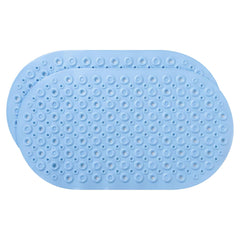 Kuber Industries Bath Mat | PVC Bathroom Mat | Shower Bath Mat | Floor Tub Mat | Bathroom Oval Mud Mat | Anti-Skid Shower Bathroom Mat | Q-02B |Pack of 2| Light Blue