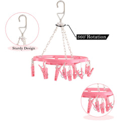 Heart Home Clip and Drip Hanger - Hanging Drying Rack - 32 Clips (Pink)-HHEART15540