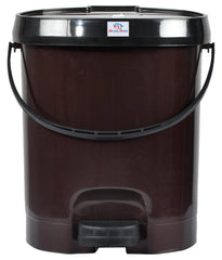 Heart Home Plastic Pedal Dustbin For Home, Kitchen, Office, Bathroom With Detachable Bucket, 10 Litre- Pack of 2 (Brown)-47HH0732