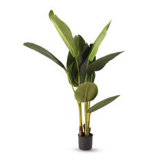 Heart Home Banana Leaf Artificial Plant | 117 CM Tree with Flexible Trunks | 8 Leaves Greenery Plant with Pot | Plant for Home Decor | Plastic | FH-M1208 | Green