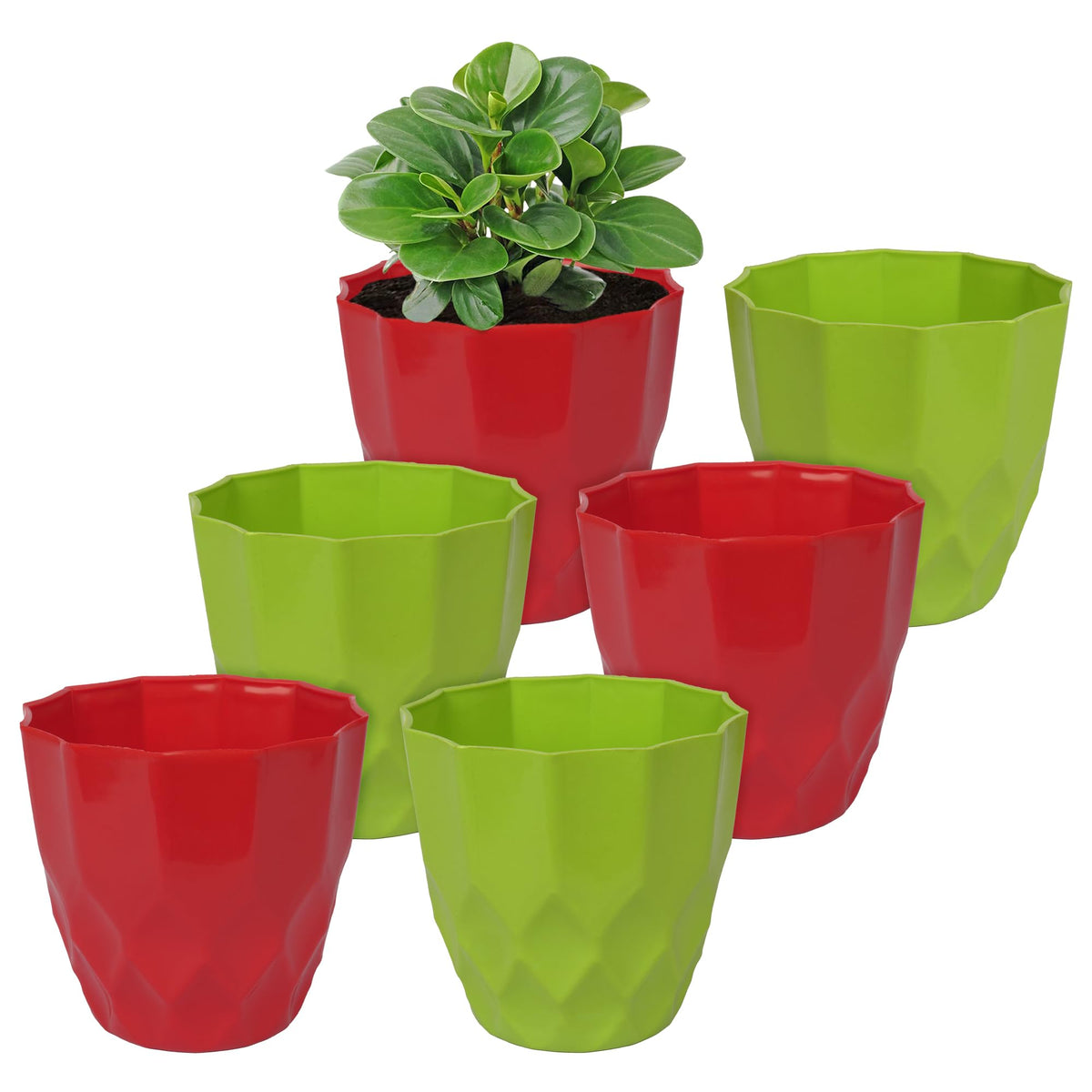 Heart Home Flower Pot | Flower Planter Pots for Indoor | Flower Pots for Outdoor | Pot for Garden & Balcony Flowering | Flower Plants Pot | Barfi Flower Pot | 6 Inch | Pack of 6 | Multi