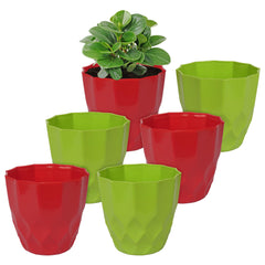 Heart Home Flower Pot | Flower Planter Pots for Indoor | Flower Pots for Outdoor | Pot for Garden & Balcony Flowering | Flower Plants Pot | Barfi Flower Pot | 6 Inch | Pack of 6 | Multi