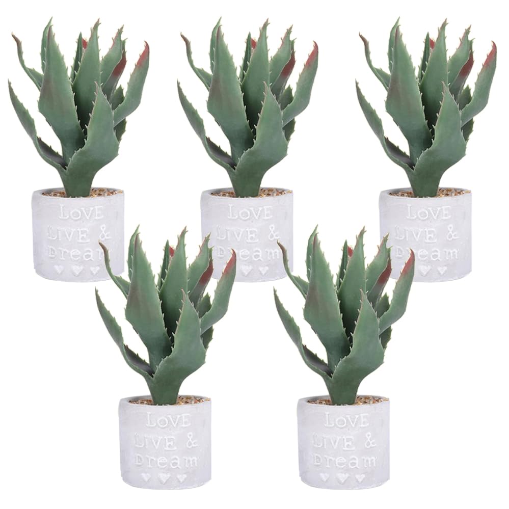 Kuber Industries Artificial Plants for Home Décor|Natural Looking Indoor Fake Plants with Pot|Artificial Flowers for Decoration-Pack of 5 (Green)
