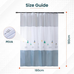 Kuber IndustriesSoft Texture Bath curtain|Natural Drape Waterproof Shower Curtain 6 Feet|Pack of 2|Grey