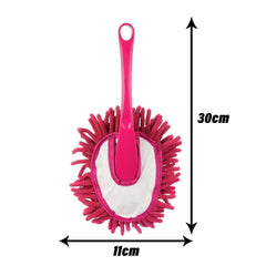 Kuber Industries Car Duster | Cleaning Duster with Handle | Dust Cleaning Brush | Kitchen Cleaning Brush | Car Dashboard Brush | Dry-Wet Cleaning Brush | Small | Pack of 2 | Pink