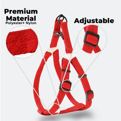 Kuber Industries Dog Harness For Medium Dogs & Leash Set|Premium Metal Hook|PDMGL-005-3|Comfortable Grip|Hand Spliced Belt For Added Strength |PDMGL-005-3| Soft Padding|Stylish Design |Red (Pack Of 5)