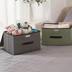 Kuber Industries Large Storage Box With Lid|Foldable Toys Storage Bin|Wardrobe Organizer For clothes|Front Handle & Sturdy Pack Of-2 (Green)