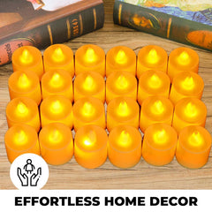 Kuber Industries LED Candles for Home Decoration|Battey Operated|Yellow Light|Safe & Easy to Maintain|Diwali Lights for Decoration,Along with Festivities & Parties|B0-002,Set of 24,(White)(Pack of 5)