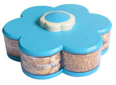 Kuber Industries Flower Design ABS Plastic Multipurposes 6 Pcs Transparent Container Box for Dry Fruits, Masala/Spices, Mouth Freshners, Chocolates (Blue)