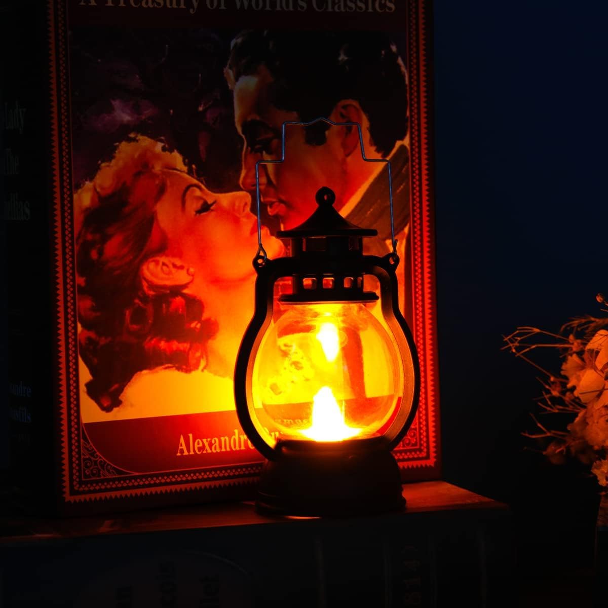 Kuber Industries Pack of 6 LED Lantern Lamp|Battey Operated|Flameless Yellow Light|Diwali Lights for Home Decoration,Along with Other Festivities & Parties|Black Hanging Lantern|B0-003A|Black