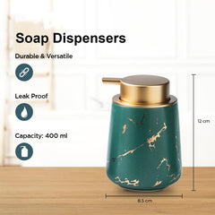 Homestic Liquid Soap Dispenser | Handwash Soap Dispenser | Soap Dispenser for Wash Basin | Shampoo Dispenser Bottle | Bathroom Dispenser Bottle | 3 Piece | 400 ml | ZX010GN | Green