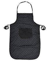 Heart Home Dot Printed Apron with 1 Front Pocket- Pack of 2 (Black)-50HH0719