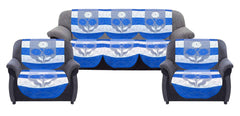 Kuber Industries Flower Cotton 7 Piece 5 Seater Sofa Cover with Center Table Cover (Blue)-CTKTC28726