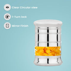 Kuber Industries Scratch Resistent Stainless Steel Transparent See Through Air Tight Containers for Kitchen Storage with Lid | Dry Fruits, Masala, Dal and Pulses Organiser Set | Silver