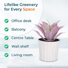 Kuber Industries Artificial Plants for Home Décor|Natural Looking Indoor Fake Plants with Pot|Artificial Flowers for Decoration-Pack of 2 (Lavender)
