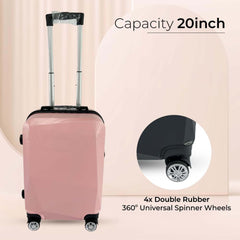 Heart Home 20inch Strong & Lightweight Cabin Trolley Bags with 360 Degree Rotating Wheels | Expandable Carry-On Cabin Luggage Suitcase | Bags for Travelling | 600520PNK-Pink