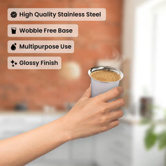 Kuber Industries Small Stainless Steel Glass | Set of 6 I South Indian Design | Multipurpose Serving Tea Coffee I Mirror Finish | Easy to Clean & Maintain (Pack of 2)