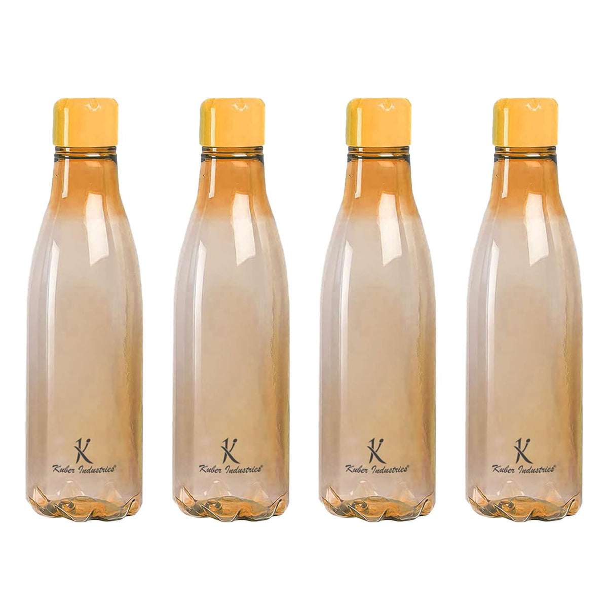 Kuber Industries BPA Free Plastic Water Bottles | Unbreakable, Leak Proof, 100% Food Grade Plastic | for Kids & Adults | Refrigerator Plastic Bottle Set of 4|Orange