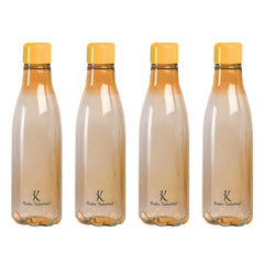 Kuber Industries BPA Free Plastic Water Bottles | Unbreakable, Leak Proof, 100% Food Grade Plastic | for Kids & Adults | Refrigerator Plastic Bottle Set of 4|Orange