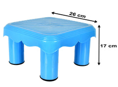 Heart Home Portable,Lightweight, Comfortable Plastic Seating Stool/Patla, Pack of 2 (Blue)