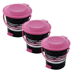 Heart Home Pedal Dustbin|Plastic Pedal Dustbin|Kitchen Waste Paper Bin|Dustbin For Bedroom|Pink Lid 5 Liter Dustbin|Pack of 3 (Black)