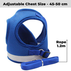 Kuber Industries Reflective Dog Harness With Adjustable Leash|Breathable Polyester Mesh Fabric |XL Size|HT-844|Comfortable No-Pull Grip|QuickRelease Buckles|Easy On - Easy Off Harness|Blue (Pack Of 6)