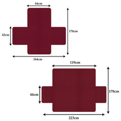 Heart Home Both Sided 2+1 Seater Sofa Cover|Polyester Check Design Couch Cover|Non-Slip Stretchy Sofa Slipcovers (Maroon & Gray)