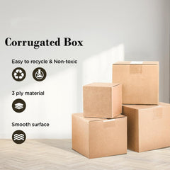 Homestic Corrugated Box | 3 Ply Corrugated Packing Box | Corrugated for Shipping | Corrugated for Courier & Goods Transportation | Packing Storage Box | 50 Pcs Set | P01 | Brown