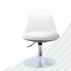 Kuber Industries Revolving Curvy Mini Bar Stool Chair for Kitchen with Leather Seat & 360 Swivel | 20 inch Height Adjustable Kiddle Food & Study Chair for Baby | Kids Counter Stools | White
