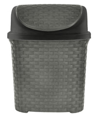 Kuber Industries Plastic Dustbin, Garbage Bin, Trash Can, Waste Bin With Swing Lid 7 Litre- Pack of 2 (Grey)-47KM0703