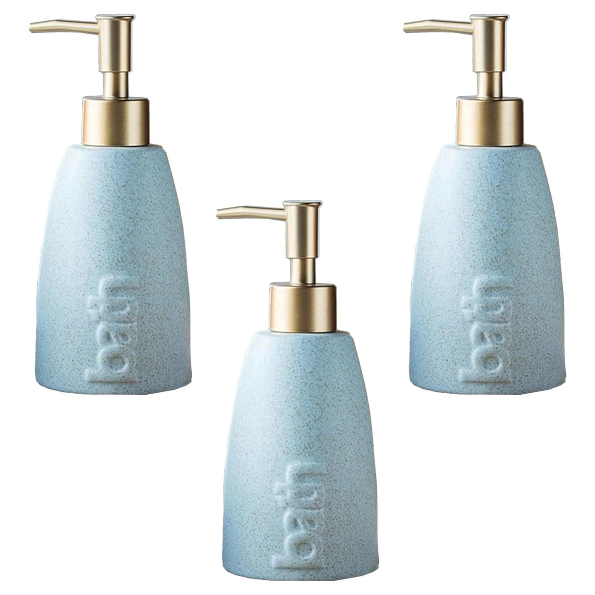 Kuber Industries Liquid Soap Dispenser | Handwash Soap Dispenser | Soap Dispenser for Wash Basin | Shampoo Dispenser Bottle | Bathroom Dispenser Bottle | Pack of 3 | 320 ml | Blue