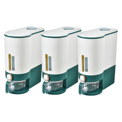 Kuber Industries Pack of 3 Kitchen Storage Dispenser| Moisture Proof Dust Proof | Rice Cereal Dal Storage Dispenser Box| Transparent Metering Cylinder| Measurable Cup | 2021 | White